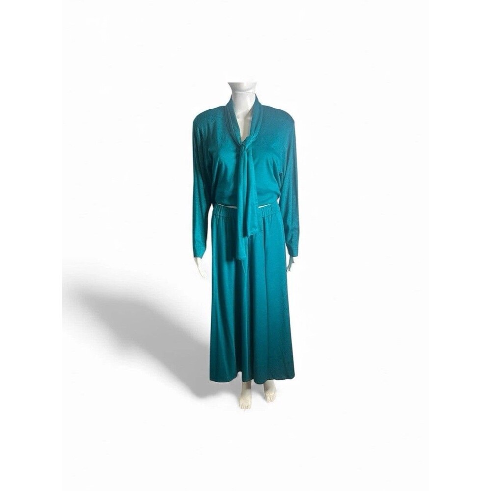 Vintage Jaeger Skirt Suit Women Small/Medium Teal Blue Art Teacher 2 Piece Set